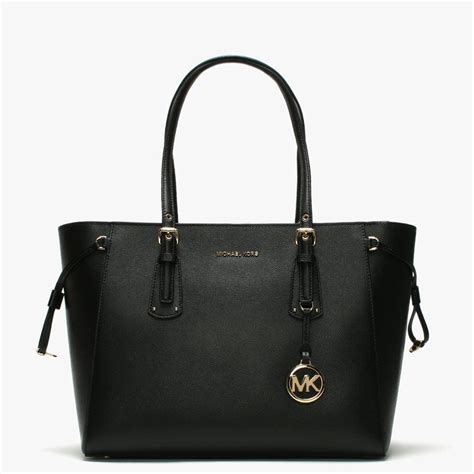 michael kors black leather handbag|michael kors black signature handbag.